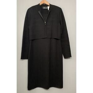 Sag Harbor Black Sweater Dress Size Medium Layered Mock Set Grandma Minimalist
